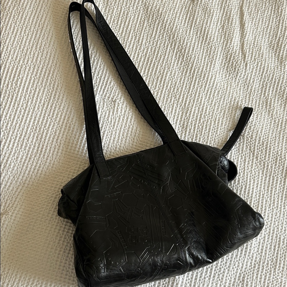 Diesel Black Embossed Shoulder Bag